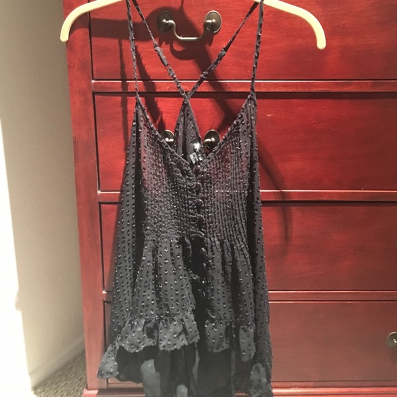 Sheer black polka dot tank