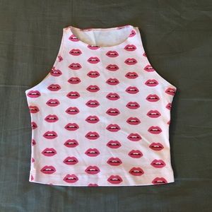 American Apparel red lips crop top XS
