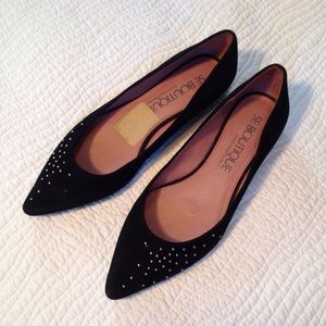 Studded black suede pumps by Sam Edelman