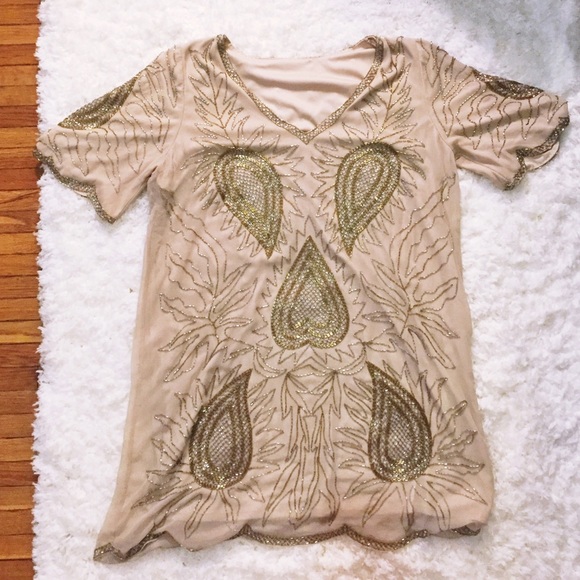 GORGEOUS Nude Beaded Dress