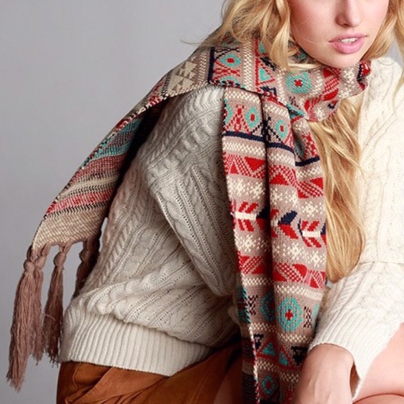 Taupe Nordic Jacquard Knit Scarf - Picture 2 of 3