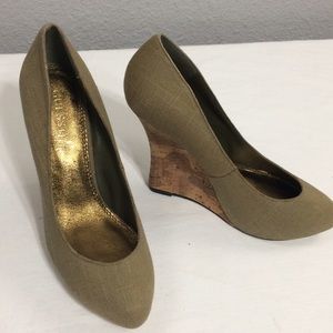 Guess by Marciano khaki green linen wedges