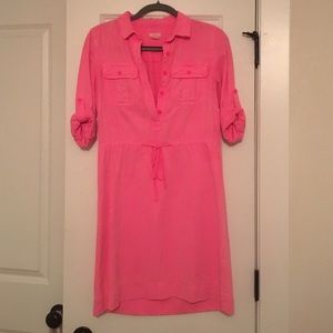 J. Crew Neon Pink Shirtdress