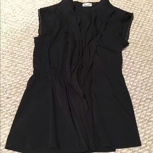 Black sleeveless ruffle blouse