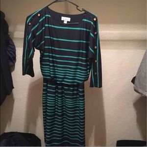 Black and green striped dress
