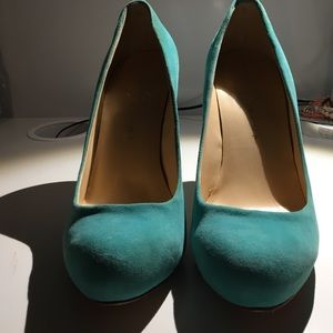 Turquoise heels.