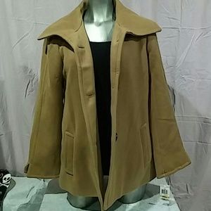 JM collection new suede wing collar button front