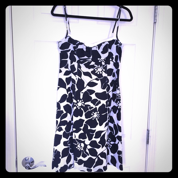 J. Crew Navy Floral Linen Dress