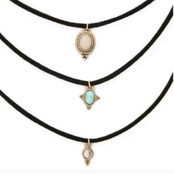 ❤HP Boho tiered choker stone necklace set - Picture 2 of 2