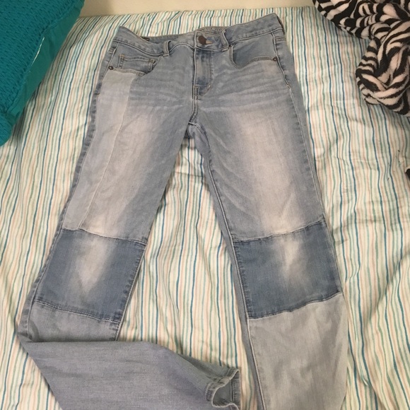 High waist knee patch skinny Jeans