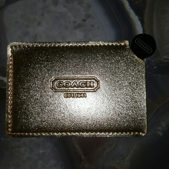 Authentic COACH pocket mirror/card holder - Gold