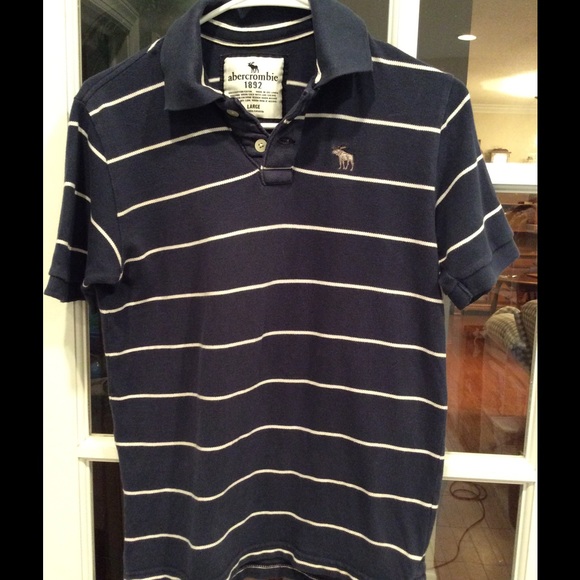 Boy's Navy blue striped Abercrombie collared shirt