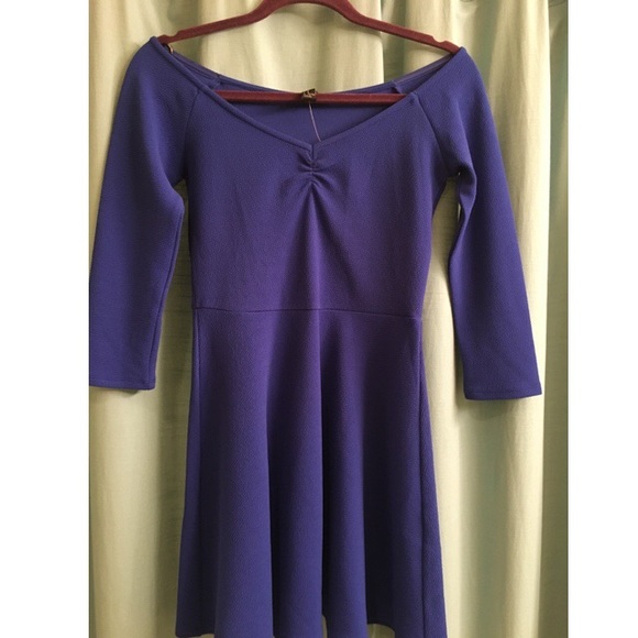 Royal Blue Off the Shoulder Skater Dress