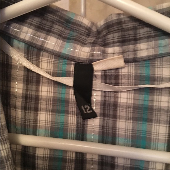 Teal and gray button down shirt - Picture 3 of 3
