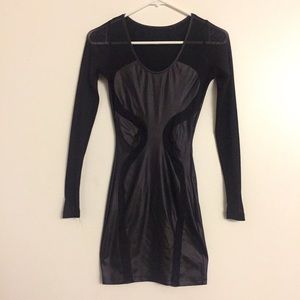 ✖️ SOLD ✖️Mesh and Faux Leather Bodycon Dress