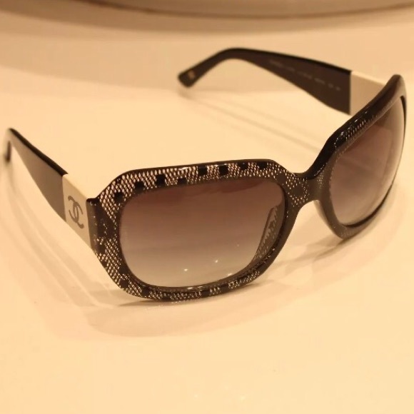 Chanel Sunglasses w/ Gradient Lens & Lace Detail