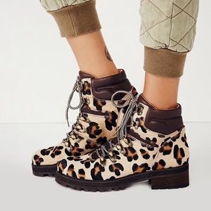 Free people leopard hiking boot size 38