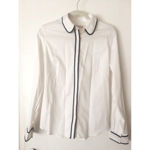 Banana Republic White Button-down with black trim