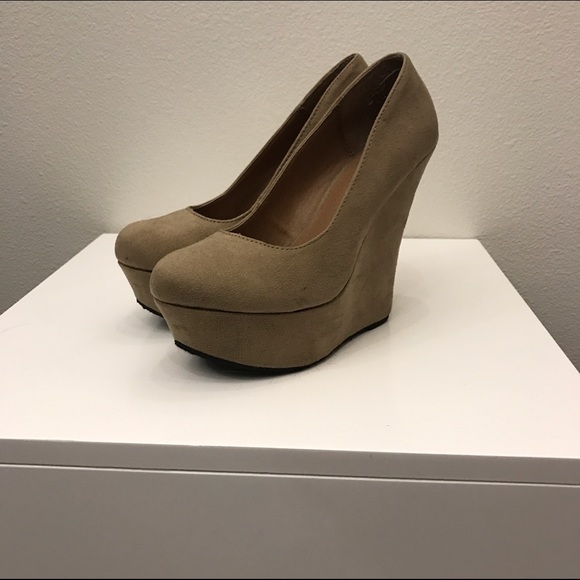 Faux Suede wedge pumps