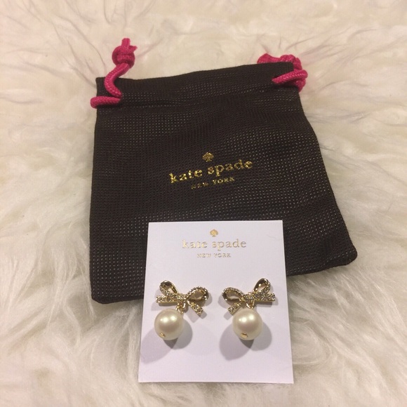 Kate Spade Skinny Mini Bow Pearl Earrings - Picture 2 of 4