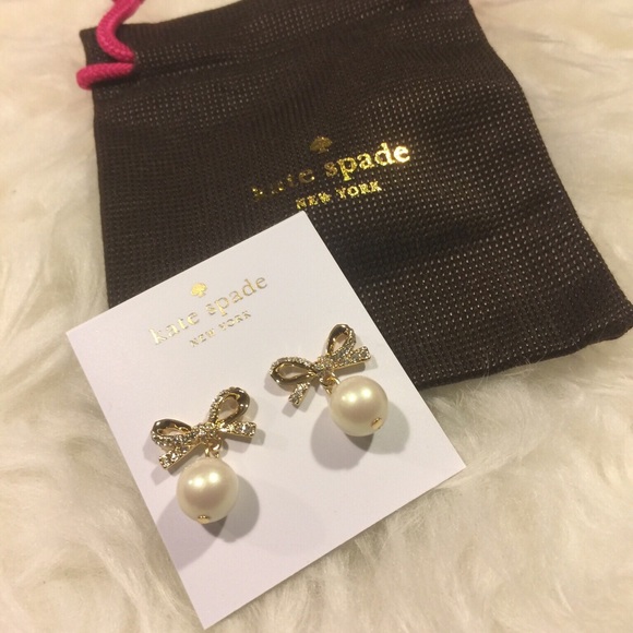 Kate Spade Skinny Mini Bow Pearl Earrings - Picture 4 of 4