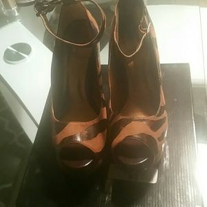 Giraffe Suede Wedge Heels w/box