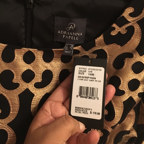 Adrianna Papell gold and black dress size 14