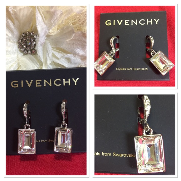 GIVENCHY Emerald cut Swarovski crystal earrings - Picture 3 of 5