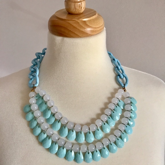 Pastel Blue double beads necklace