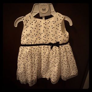 Carters white and black polka dot dress