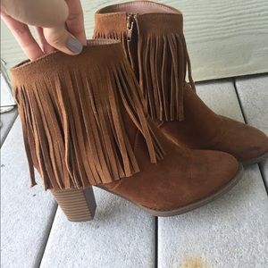 Suede Fringe Booties