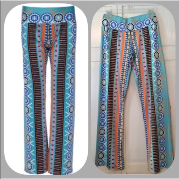 HP NWT Comfy Blue/Orange Comfy Bootcut Leggings - Picture 2 of 3