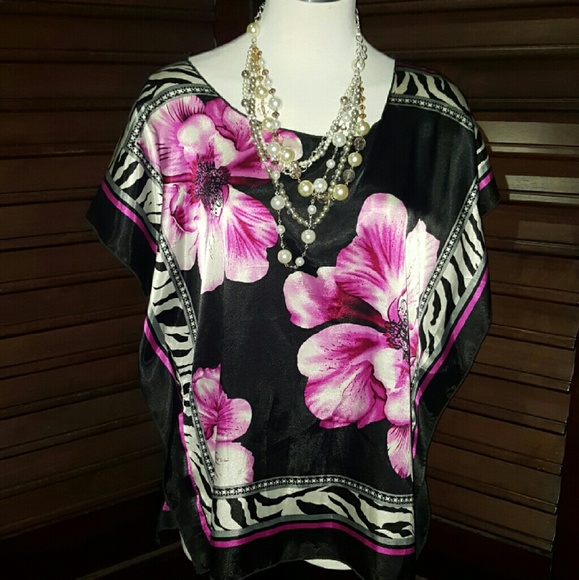 Silk floral island inspired blouse