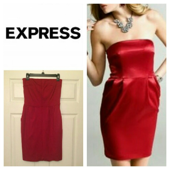 Express Red Strapless Dress