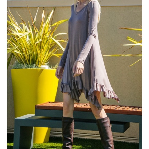 💥FLASH SALE💥 Mocha Ruffle Trim Dress - Picture 3 of 3