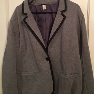 Knit blazer, gray w/ black trim