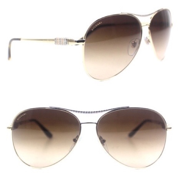 Bvlgari Serpenti Gold Aviator Pilot Sunglasses New