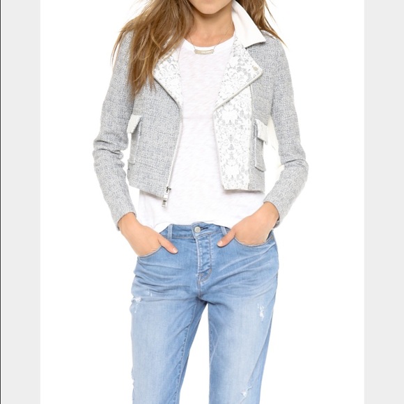 Rebecca Taylor Lace Grey Tweed Jacket