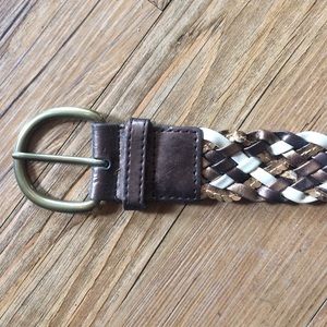 Gold, bronze, brown metallic & sequin braided belt