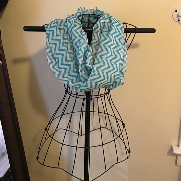 Blue & White Chevron Infinity Scarf