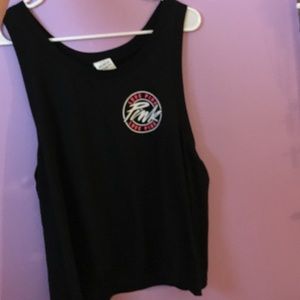 Pink tank top.