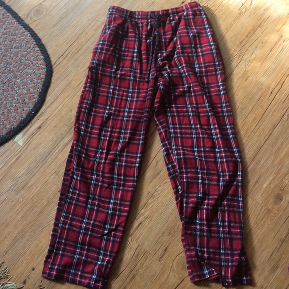 Red plaid fleece pj pants