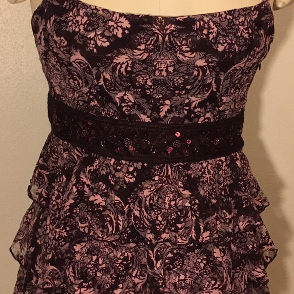 NWT INC ruffled tank top w/sequin Sz M. Pink/brown