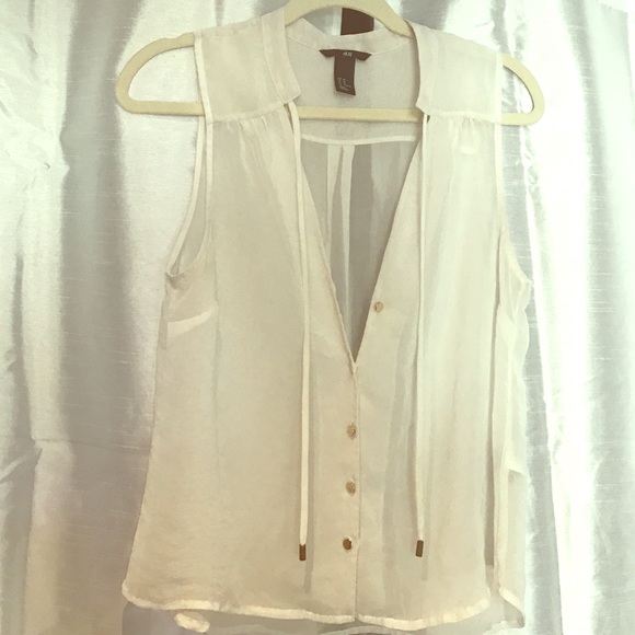 H&M sheer blouse with Gold Embellishments