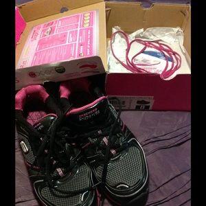 Sketchers Black/Pink Shapeups w/ Box,DVD & Booklet