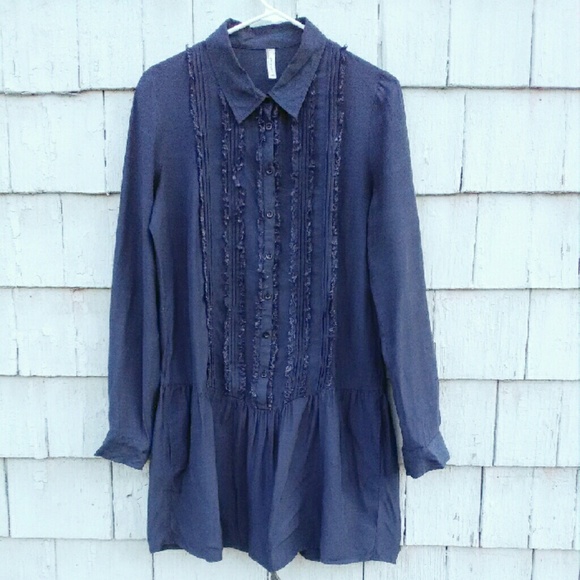 Free People Drop Waist Shirt Dress