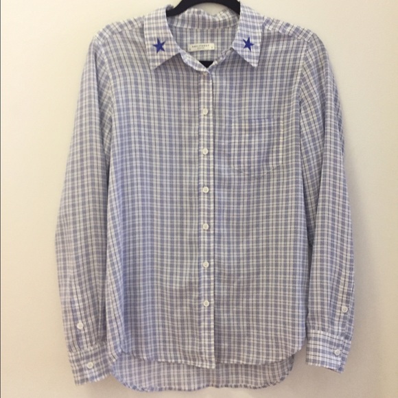 Equipment Silk Windowpane Blouse with Stars