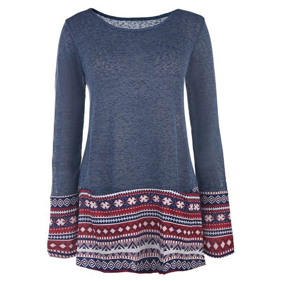 Ethnic Print Scoop Neck T-shirt