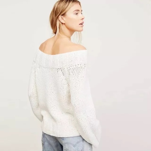 White Slouchy SWEATER Oversized Knit Pullover - Picture 2 of 3