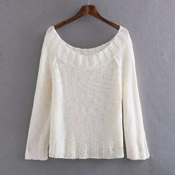 White Slouchy SWEATER Oversized Knit Pullover - Picture 3 of 3